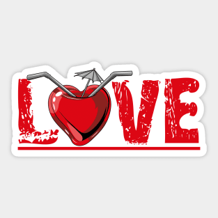 Heart Cocktail Love Typography Sticker
